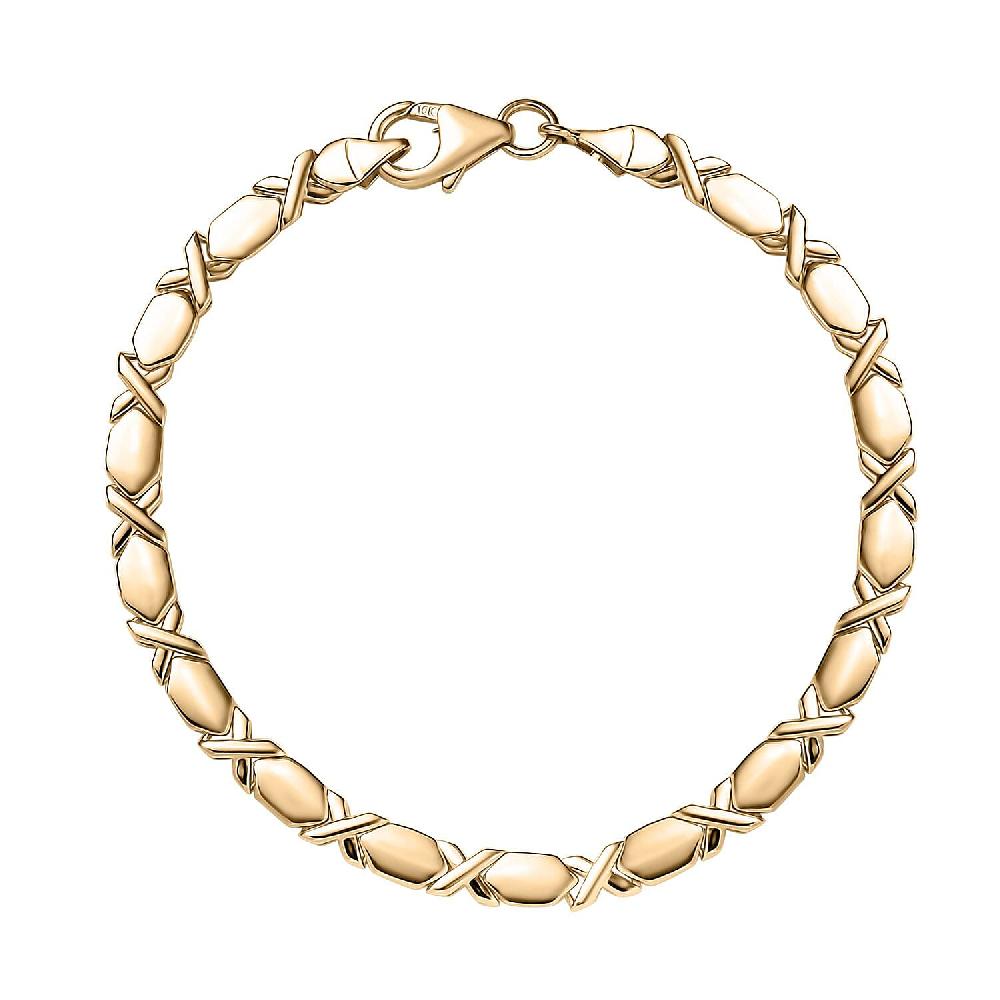 shop lc Luxoro 10K Yellow Gold Hugs and Kisses Bracelet (6.50 In) 4.85 Grams