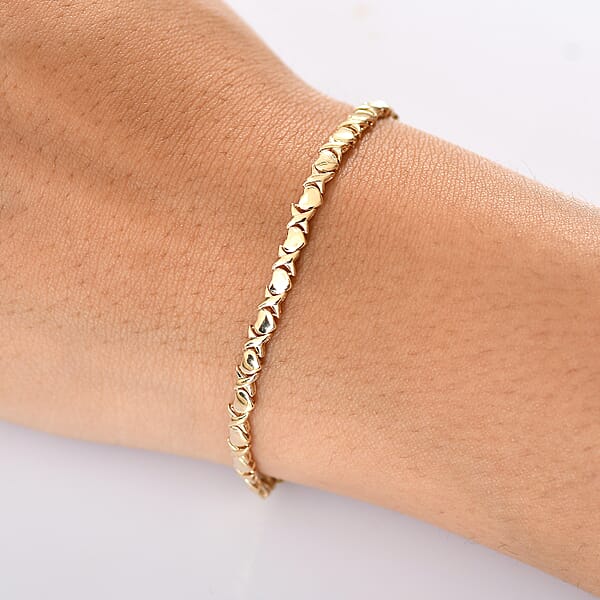 Shop Lc Luxoro 10K Yellow Gold Infinity With Heart Link Bracelet (8.00 In) 5.70 Grams