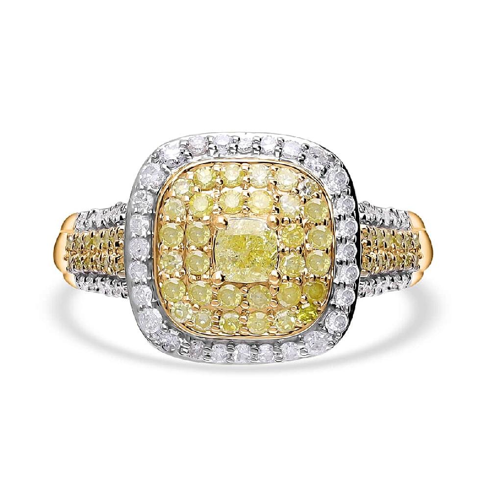shop lc Luxoro 10K Yellow Gold Natural Yellow and Diamond I1-I2 Ring 1.00 ctw