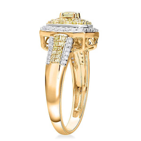 Shop Lc Luxoro 10K Yellow Gold Natural Yellow And Diamond I1-I2 Ring 1.00 Ctw