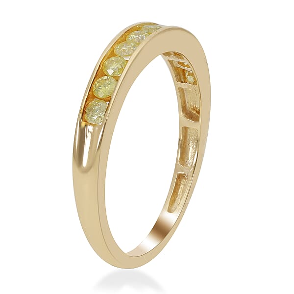 Shop Lc Luxoro 10K Yellow Gold Natural Yellow Diamond (I2) 0.50 Ctw Wedding Band Ring Promise Rings For Women