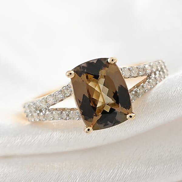 Shop Lc Luxoro 10K Yellow Gold Premium Golden Tanzanite And G-H I3 Diamond Ring 2.10 Ctw