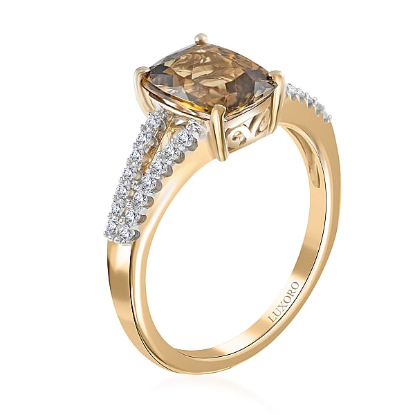 Shop Lc Luxoro 10K Yellow Gold Premium Golden Tanzanite And G-H I3 Diamond Ring 2.10 Ctw