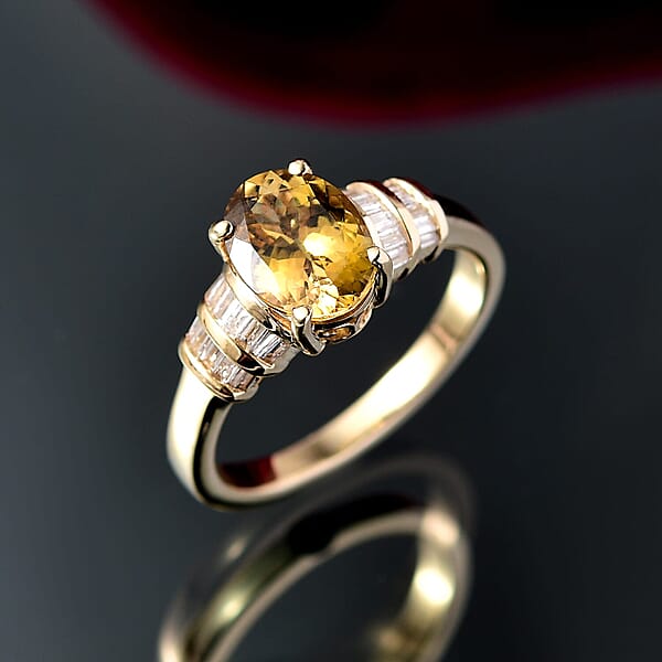 Shop Lc Luxoro 10K Yellow Gold Premium Golden Tanzanite White Diamond (I2) (0.22 Cts) Paper Swirls Ring 2.40 Ctw