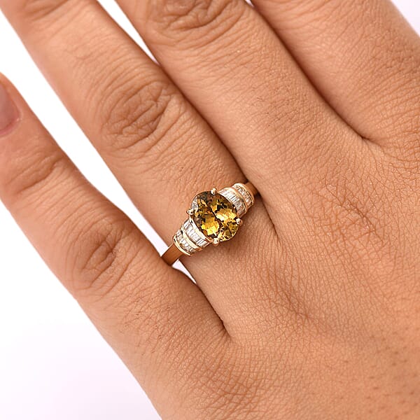Shop Lc Luxoro 10K Yellow Gold Premium Golden Tanzanite White Diamond (I2) (0.22 Cts) Paper Swirls Ring 2.40 Ctw
