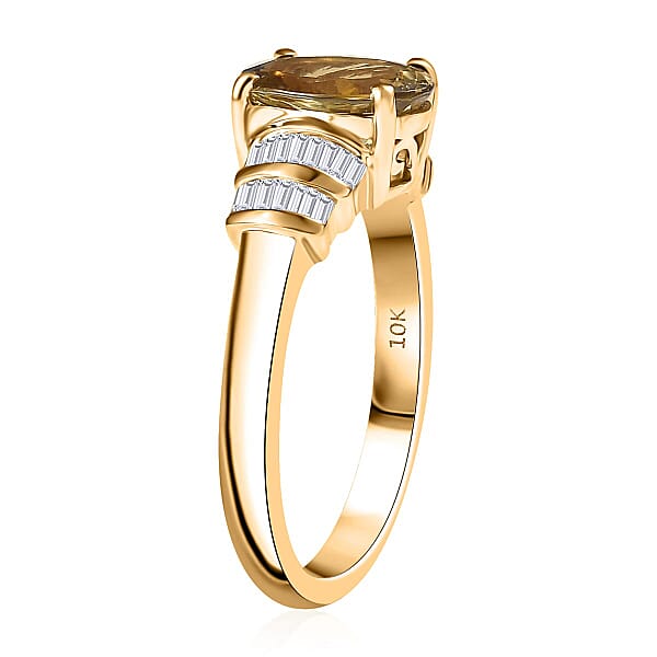 Shop Lc Luxoro 10K Yellow Gold Premium Golden Tanzanite White Diamond (I2) (0.22 Cts) Paper Swirls Ring 2.40 Ctw