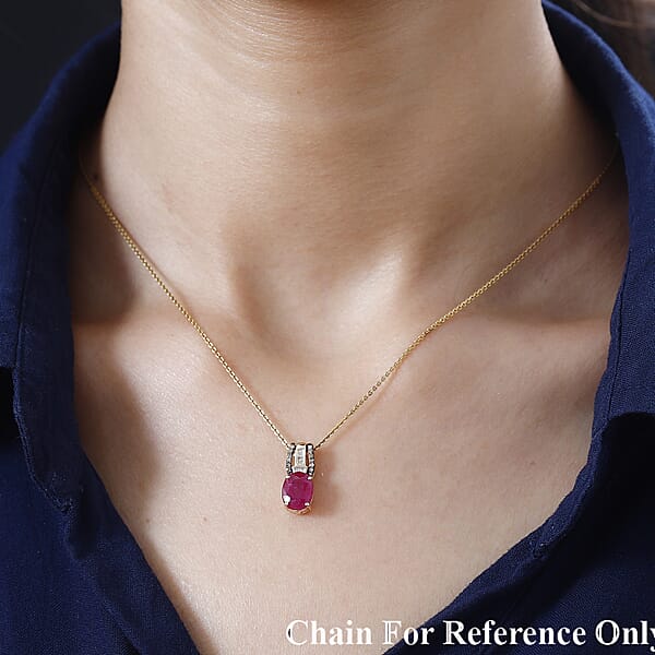 Shop Lc Luxoro 10K Yellow Gold Premium Montepuez Ruby Natural Champagne And White Diamond Pendant Without Chain 2.20 Ctw