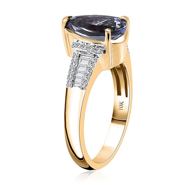 Shop Lc Luxoro 10K Yellow Gold Premium Peacock Tanzanite And G-H I2 Diamond Ring 4.10 Grams 2.35 Ctw