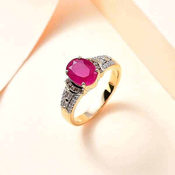Shop Lc Luxoro 10K Yellow Gold Premium Taveta Ruby Natural Champagne And White Diamond Ring 2.85 Ctw