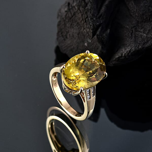 Shop Lc Luxoro 10K Yellow Gold Premium Yellow Apatite Diamond (I1) Ring 11.70 Ctw
