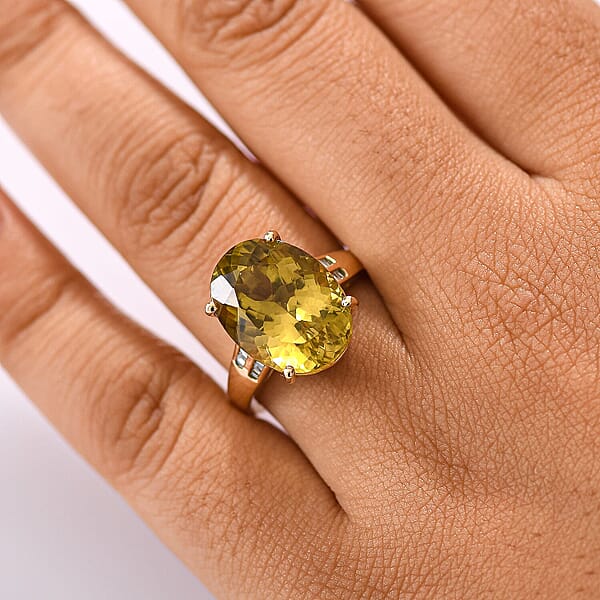 Shop Lc Luxoro 10K Yellow Gold Premium Yellow Apatite Diamond (I1) Ring 11.70 Ctw