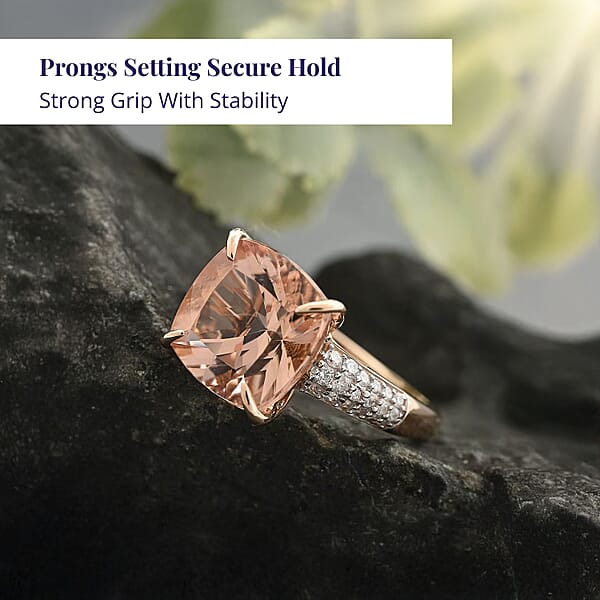 Shop Lc Luxoro 14K Rose Gold AAA Marropino Morganite And G-H I2 Diamond Ring 6.80 Ctw