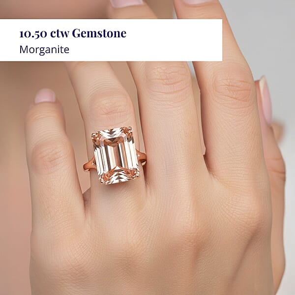 Shop Lc Luxoro 14K Rose Gold AAA Marropino Morganite Solitaire Ring 10.50 Ctw