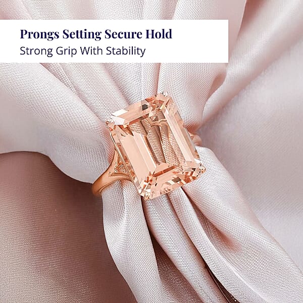 Shop Lc Luxoro 14K Rose Gold AAA Marropino Morganite Solitaire Ring 10.50 Ctw