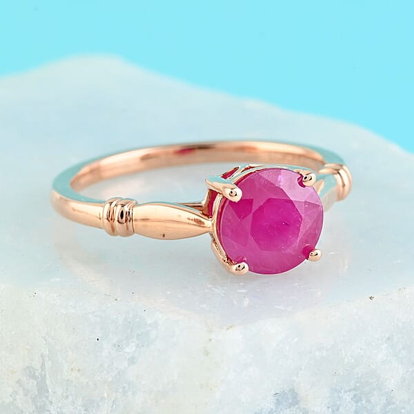 Shop Lc Luxoro 14K Rose Gold AAA Mozambique Ruby Solitaire Ring 2.40 Grams 1.50 Ctw