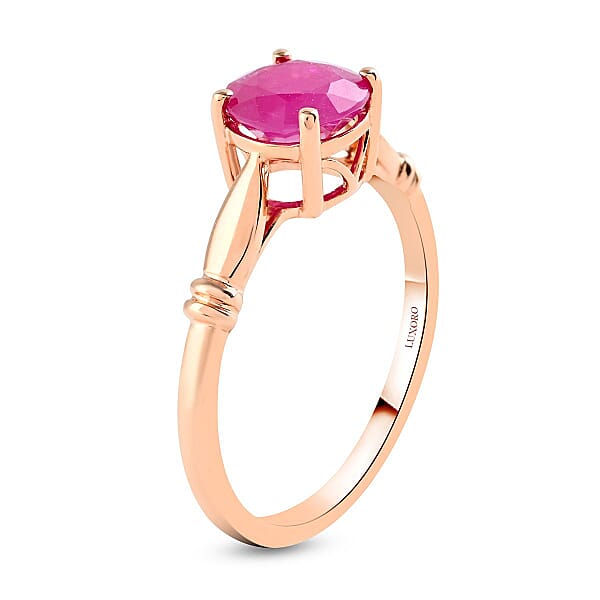 Shop Lc Luxoro 14K Rose Gold AAA Mozambique Ruby Solitaire Ring 2.40 Grams 1.50 Ctw