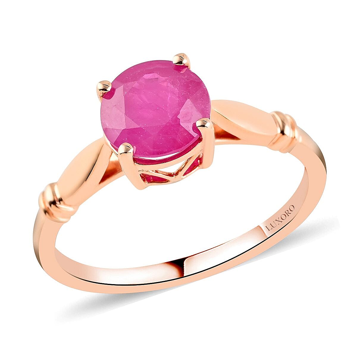 shop lc Luxoro 14K Rose Gold AAA Mozambique Ruby Solitaire Ring 2.40 Grams 1.50 ctw