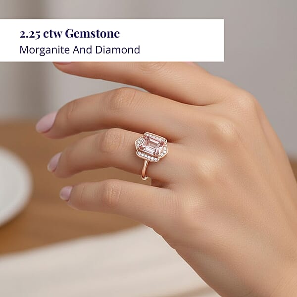 Shop Lc Luxoro 14K Rose Gold AAA Pink Morganite And I2 Diamond Ring 2.25 Ctw