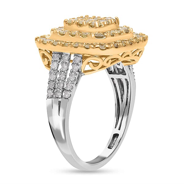 Shop Lc Luxoro 14K White And Yellow Gold Natural Yellow And White Diamond I3 Ring 5.30 Grams 2.00 Ctw