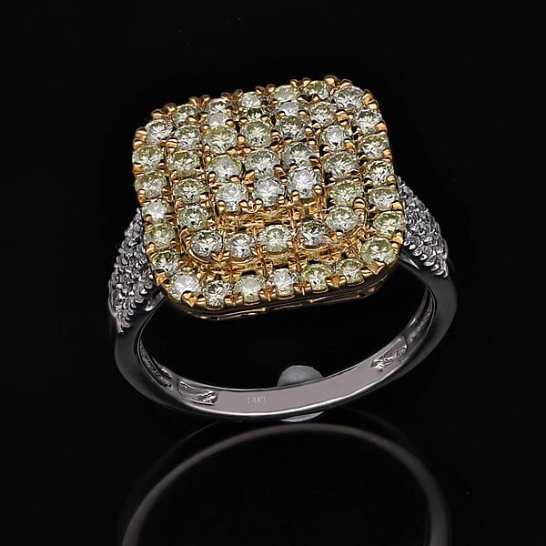 Shop Lc Luxoro 14K White And Yellow Gold Natural Yellow And White Diamond I3 Ring 5.30 Grams 2.00 Ctw
