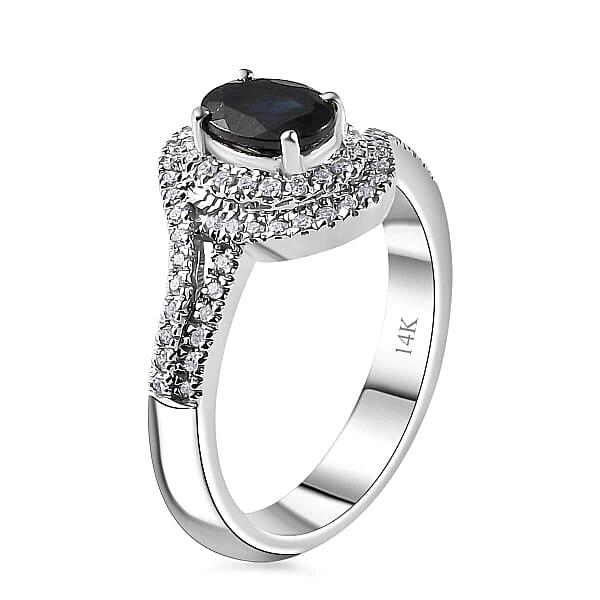 Shop Lc Luxoro 14K White Gold AAA Monte Belo Indicolite And G-H I2 Diamond Ring 4.35 Grams 1.00 Ctw