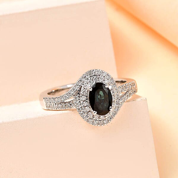 Shop Lc Luxoro 14K White Gold AAA Monte Belo Indicolite And G-H I2 Diamond Ring 4.35 Grams 1.00 Ctw