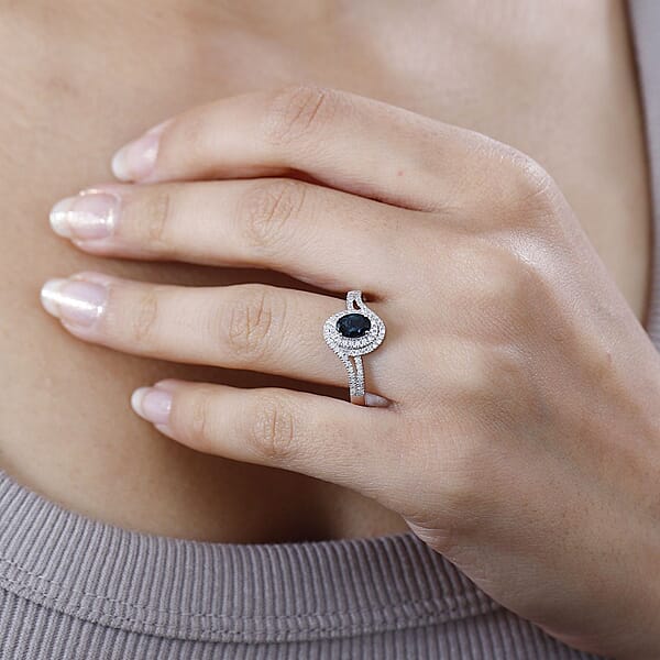 Shop Lc Luxoro 14K White Gold AAA Monte Belo Indicolite And G-H I2 Diamond Ring 4.35 Grams 1.00 Ctw