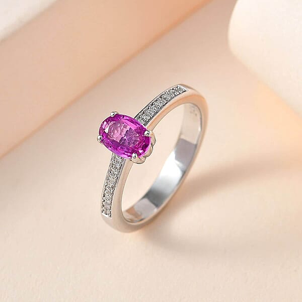 Shop Lc Luxoro 14K White Gold AAA Natural Ceylon Pink Sapphire Diamond (G-H I2) Ring 1.10 Ctw