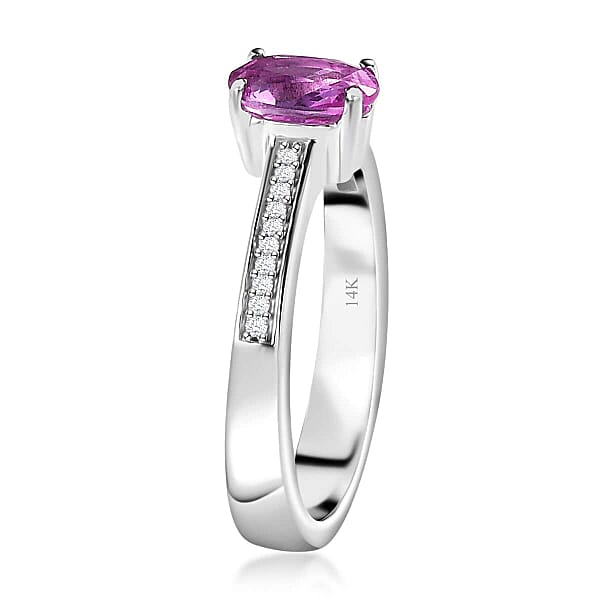 Shop Lc Luxoro 14K White Gold AAA Natural Ceylon Pink Sapphire Diamond (G-H I2) Ring 1.10 Ctw