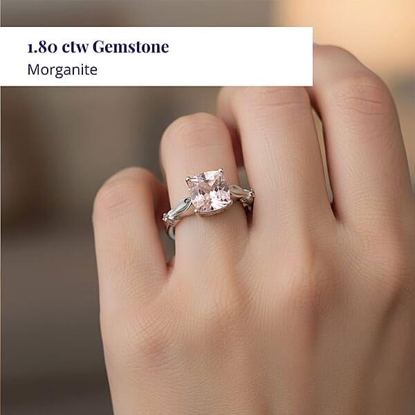 Shop Lc Luxoro 14K White Gold AAA Pink Morganite And I2 Brown Diamond Ring 1.80 Ctw