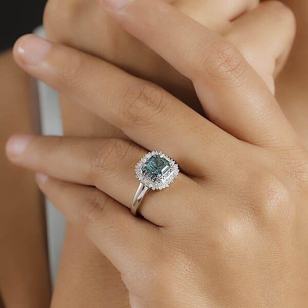 Shop Lc Luxoro 14K White Gold AAA Pirineu Lagoon Tourmaline Blue Diamond (IR) Diamond (I1-I2) (0.35 Cts) Ocean Mirage Ring 1.90 Ctw