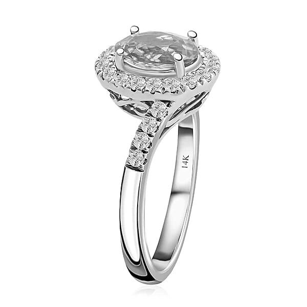 Shop Lc Luxoro 14K White Gold AAA Santa Maria Aquamarine Diamond (G-H I2) (0.40 Cts) Ring (4.10 G) 1.50 Ctw