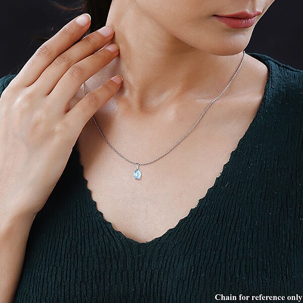 Shop Lc Luxoro 14K White Gold Premium Mangoro Aquamarine Solitaire Pendant 5.05 Ctw (Del. In 10-12 Days)