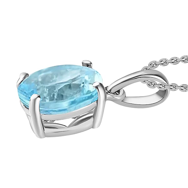 Shop Lc Luxoro 14K White Gold Premium Mangoro Aquamarine Solitaire Pendant 5.05 Ctw (Del. In 10-12 Days)