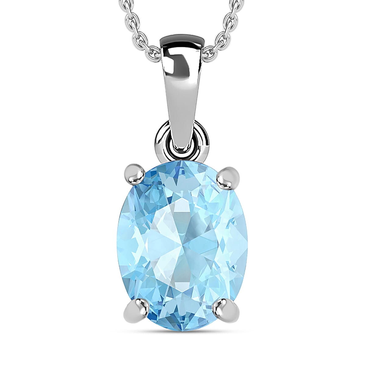 shop lc Luxoro 14K White Gold Premium Mangoro Aquamarine Solitaire Pendant 5.05 ctw (Del. in 10-12 Days)