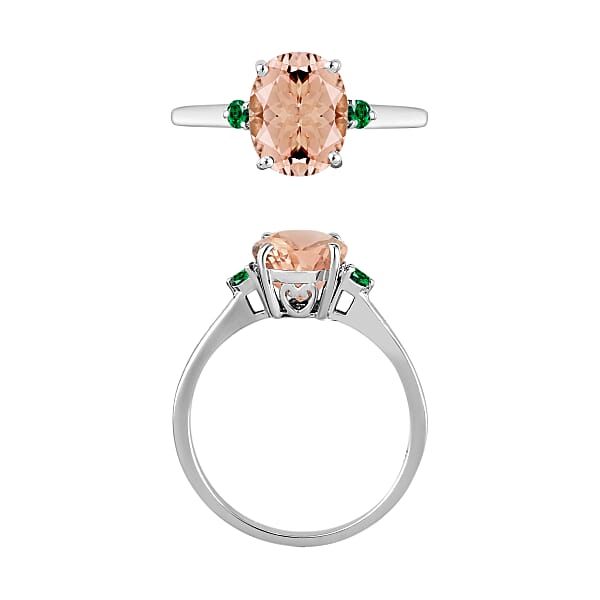 Shop Lc Luxoro 14K White Gold Premium Marropino Morganite And Boyaca Colombian Emerald Ring 4 Grams 2.50 Ctw (Del. In 10-12 Days)