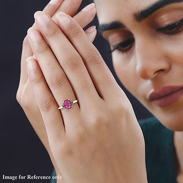 Shop Lc Luxoro 14K White Gold Premium Mozambique Ruby And Boyaca Colombian Emerald Ring 4 Grams 2.70 Ctw (Del. In 10-12 Days)
