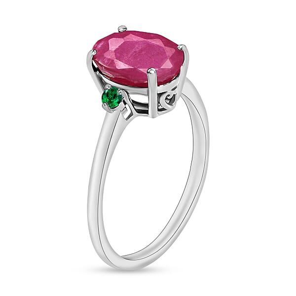 Shop Lc Luxoro 14K White Gold Premium Mozambique Ruby And Boyaca Colombian Emerald Ring 4 Grams 2.70 Ctw (Del. In 10-12 Days)