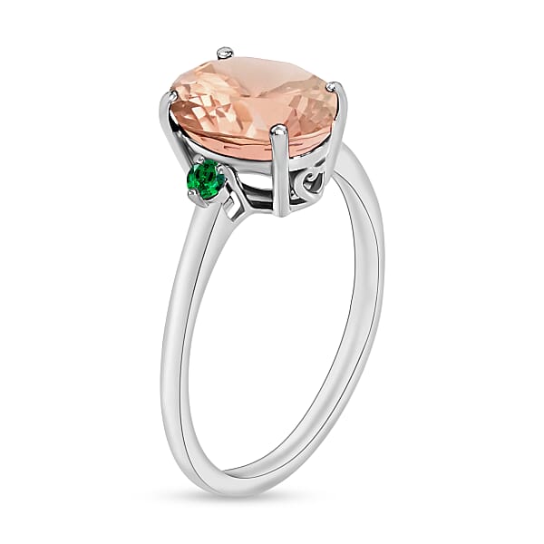 Shop Lc Luxoro 14K White Gold Premium Pink Morganite And Boyaca Colombian Emerald Ring 4 Grams 2.50 Ctw (Del. In 10-12 Days)