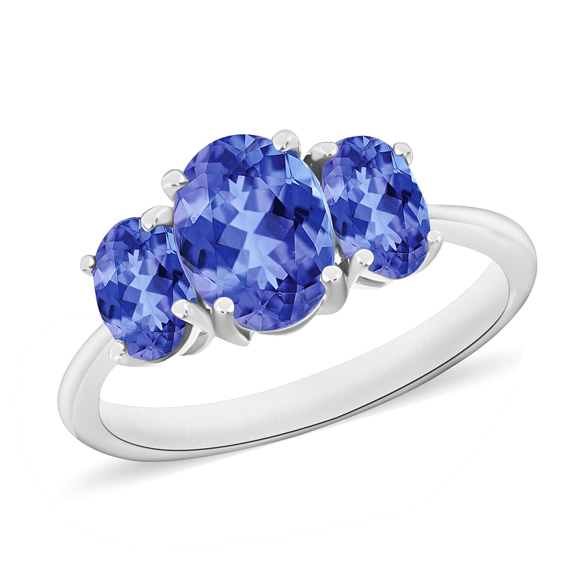 shop lc Luxoro 14K White Gold Premium Tanzanite 3 Stone Ring 4 Grams 2.30 ctw (Del. in 10-12 Days)