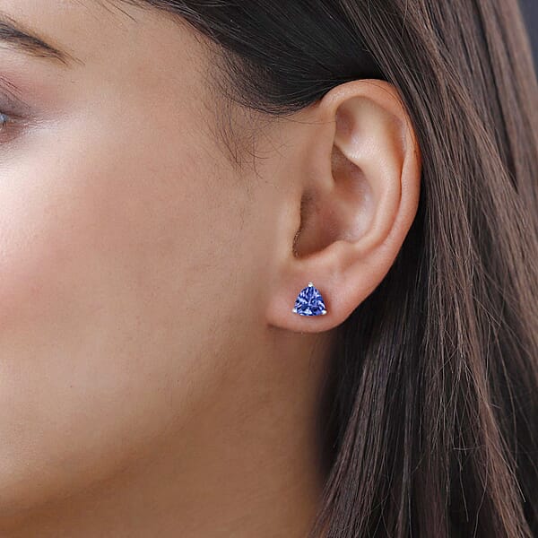 Shop Lc Luxoro 14K White Gold Premium Tanzanite Solitaire Stud Earrings 2.90 Ctw