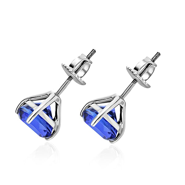 Shop Lc Luxoro 14K White Gold Premium Tanzanite Solitaire Stud Earrings 2.90 Ctw