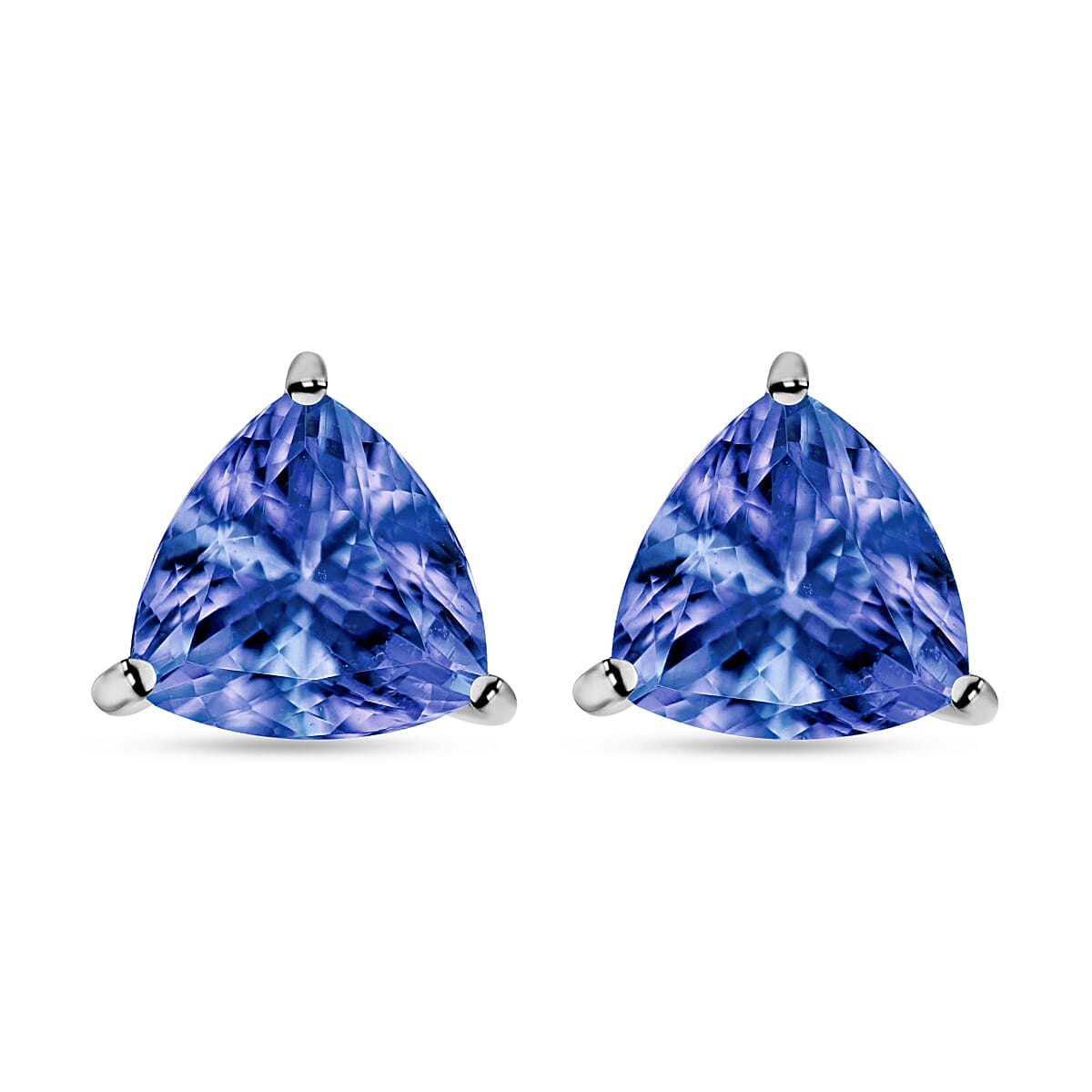 shop lc Luxoro 14K White Gold Premium Tanzanite Solitaire Stud Earrings 2.90 ctw