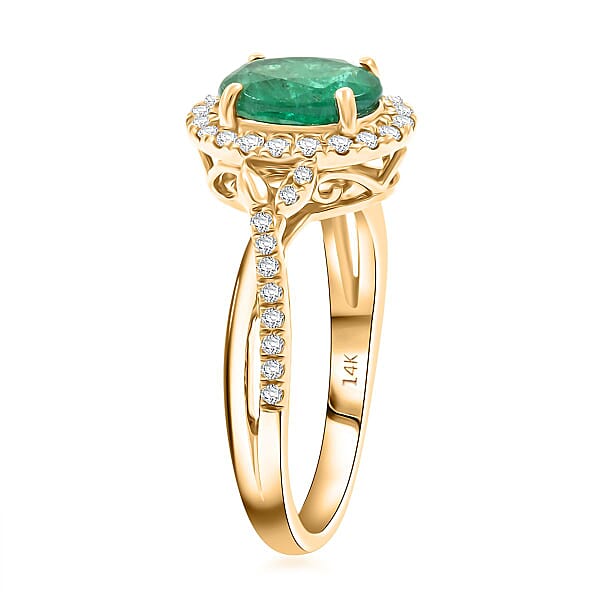Shop Lc Luxoro 14K Yellow Gold AAA Kagem Zambian Emerald Diamond (G-H I2) Ring 1.50 Ctw
