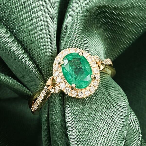 Shop Lc Luxoro 14K Yellow Gold AAA Kagem Zambian Emerald Diamond (G-H I2) Ring 1.50 Ctw