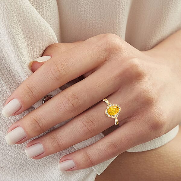 Shop Lc Luxoro 14K Yellow Gold AAA Madagascar Yellow Sapphire Diamond (I2) Ring 1.80 Ctw