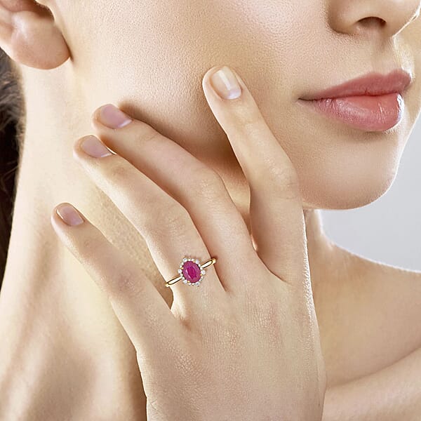 Shop Lc Luxoro 14K Yellow Gold AAA Montepuez Ruby And G-H I2 Diamond Ring 1.60 Ctw