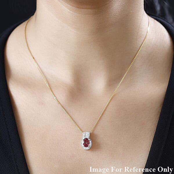 Shop Lc Luxoro 14K Yellow Gold AAA Ouro Fino Rubellite And G-H I2 Diamond Pendant Without Chain 1.65 Ctw