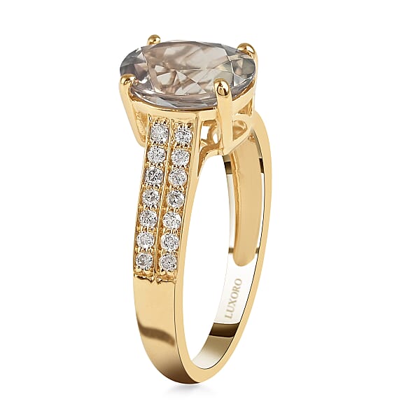 Shop Lc Luxoro 14K Yellow Gold AAA Turkizite And G-H I1 Diamond Ring 2.30 Ctw
