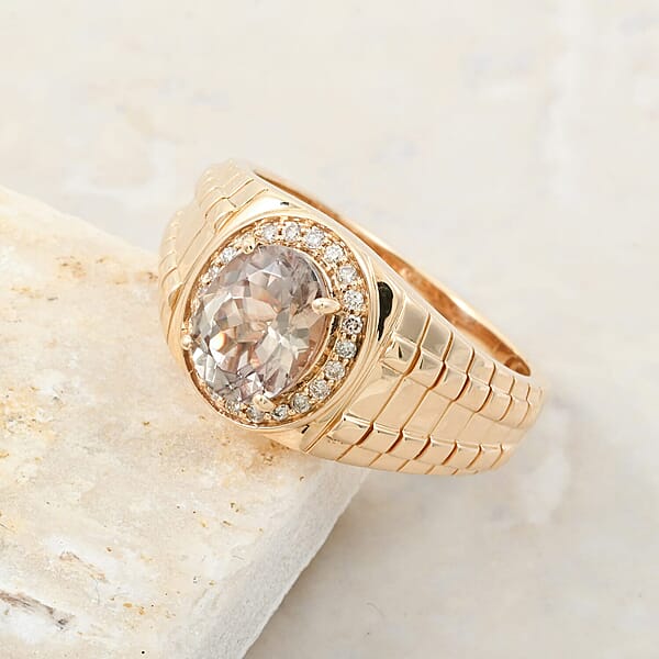 Shop Lc Luxoro 14K Yellow Gold AAA Turkizite Diamond (G-H I2) (0.22 Cts) Ring 3.15 Ctw